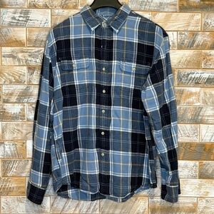 Timberland Navy and Light Blue Plaid Shirt.  Size XL.  Good condition.